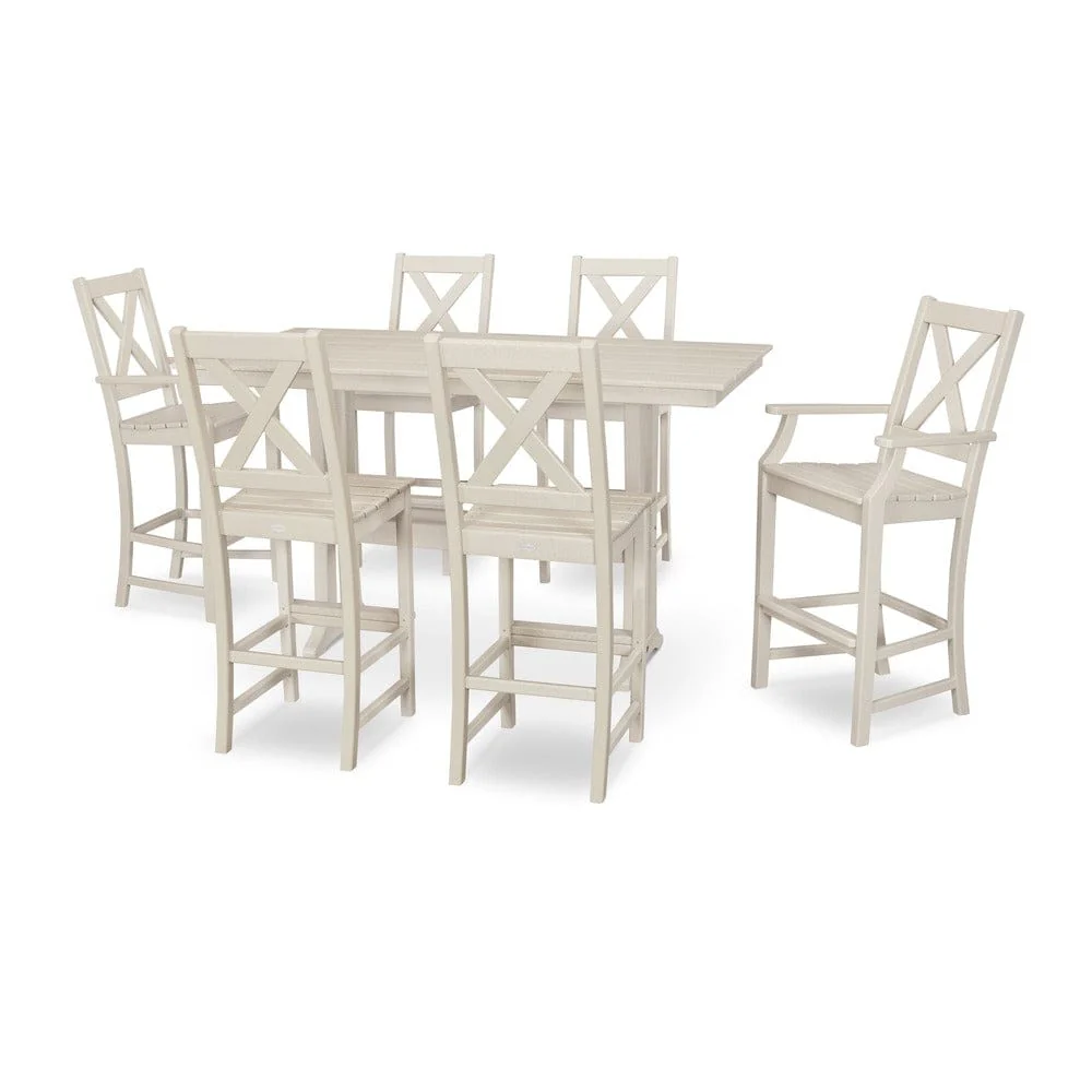 POLYWOOD® Braxton 7-Piece Farmhouse Trestle Bar Set PWS512-1 - Image 8