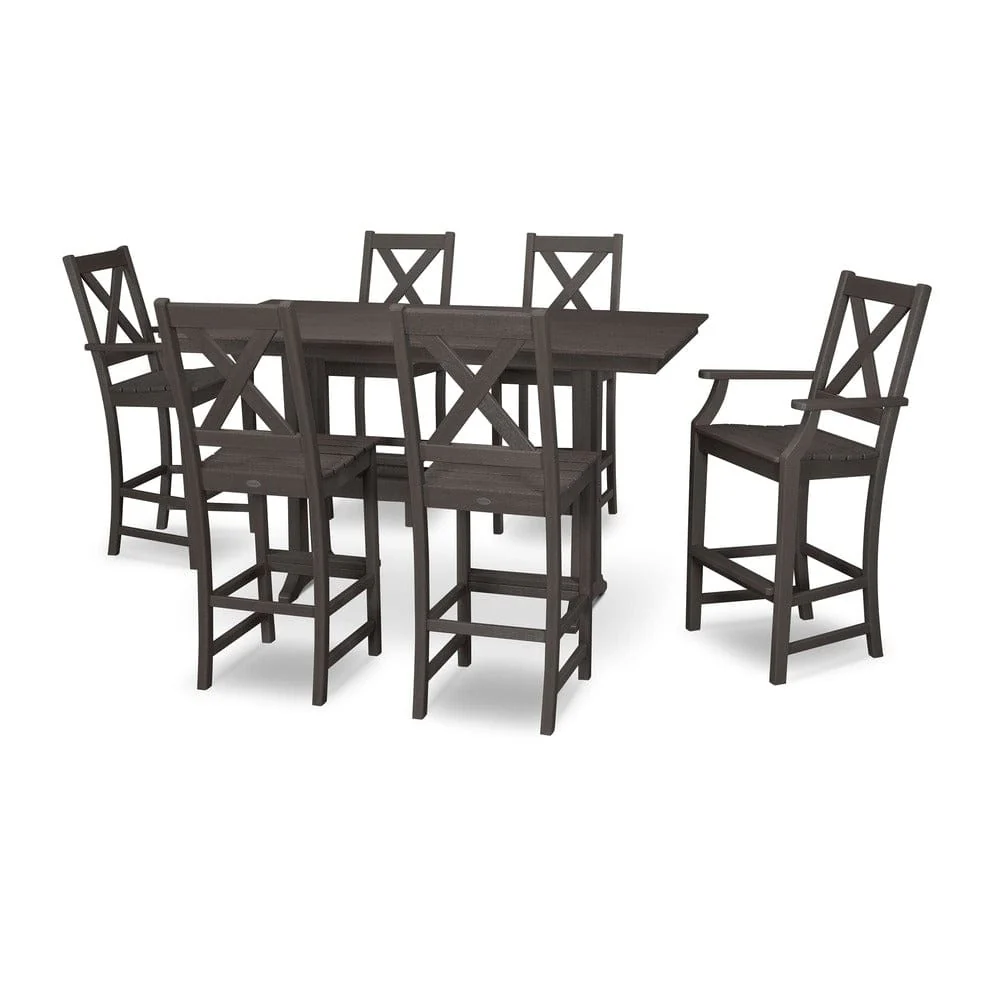 POLYWOOD® Braxton 7-Piece Farmhouse Trestle Bar Set PWS512-1 - Image 9