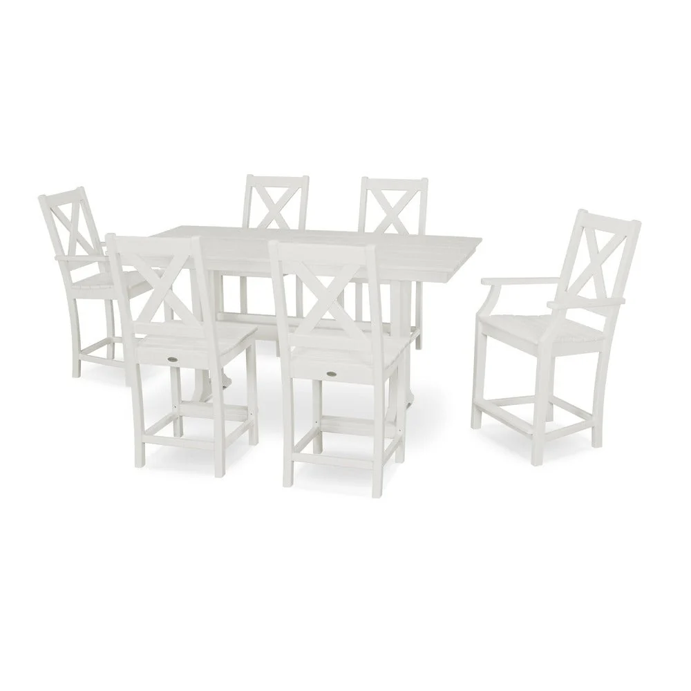 POLYWOOD® Braxton 7-Piece Farmhouse Trestle Counter Set PWS510-1 - Image 11