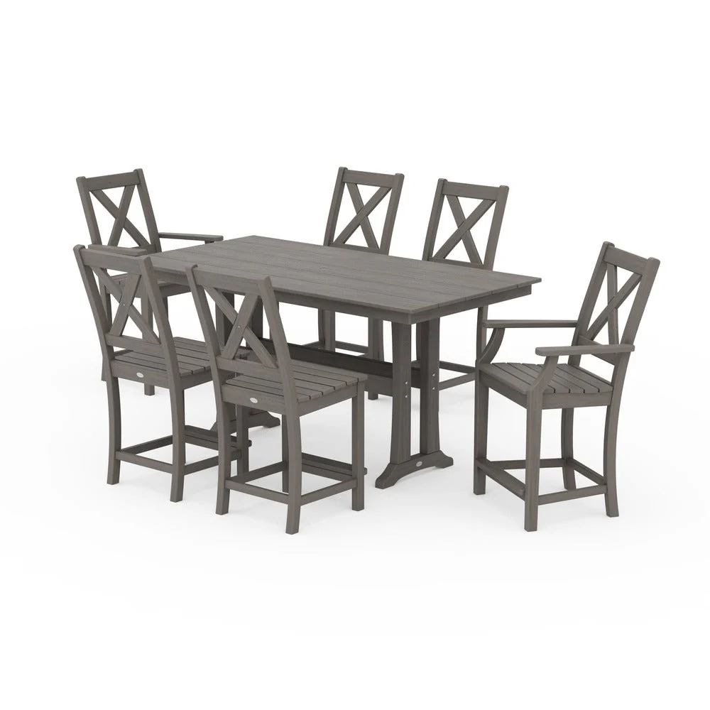 POLYWOOD® Braxton 7-Piece Farmhouse Trestle Counter Set PWS510-1 - Image 14