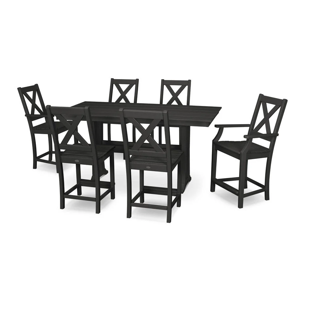 POLYWOOD® Braxton 7-Piece Farmhouse Trestle Counter Set PWS510-1 - Image 3