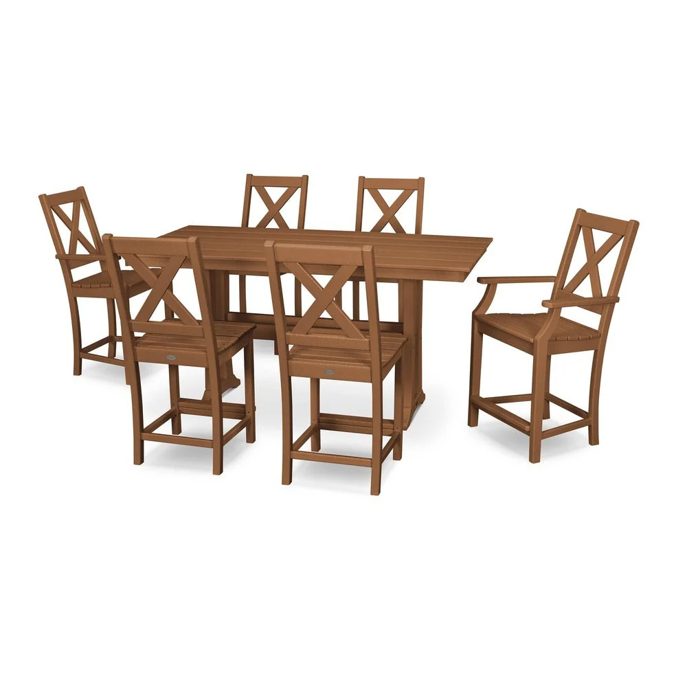 POLYWOOD® Braxton 7-Piece Farmhouse Trestle Counter Set PWS510-1 - Image 4