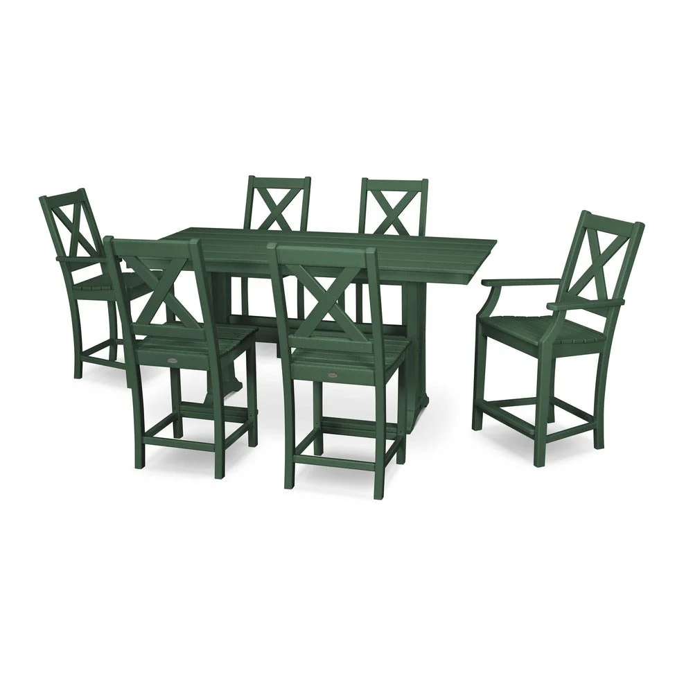 POLYWOOD® Braxton 7-Piece Farmhouse Trestle Counter Set PWS510-1 - Image 5
