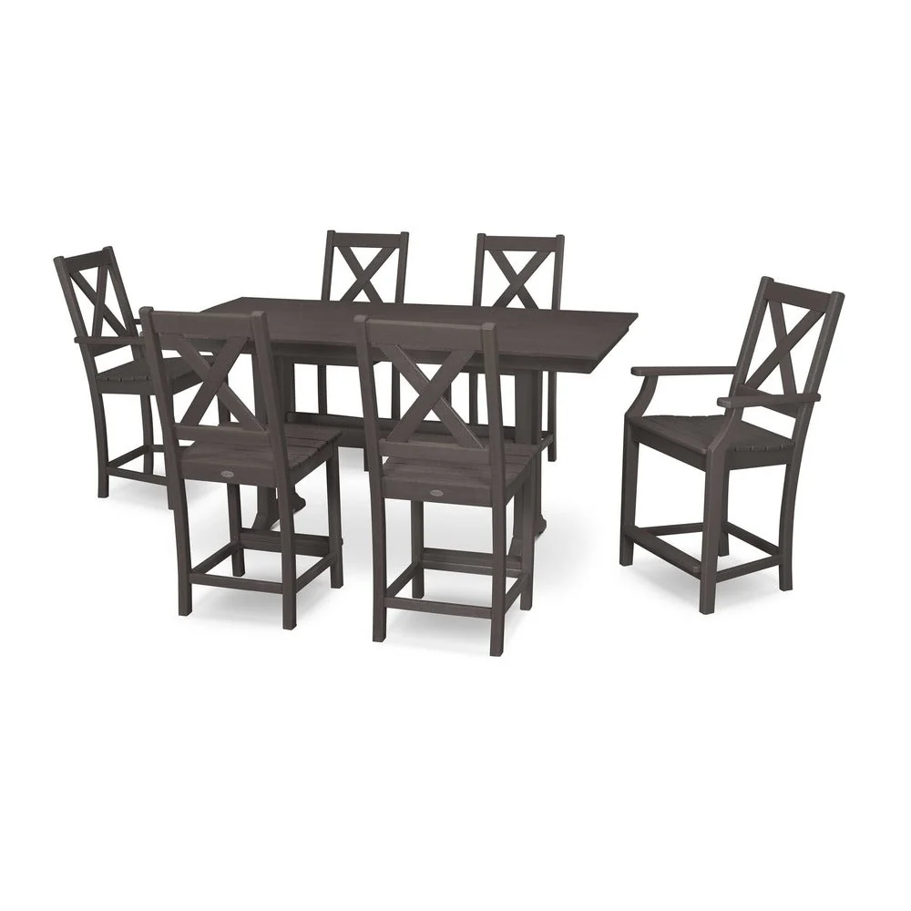 POLYWOOD® Braxton 7-Piece Farmhouse Trestle Counter Set PWS510-1 - Image 9
