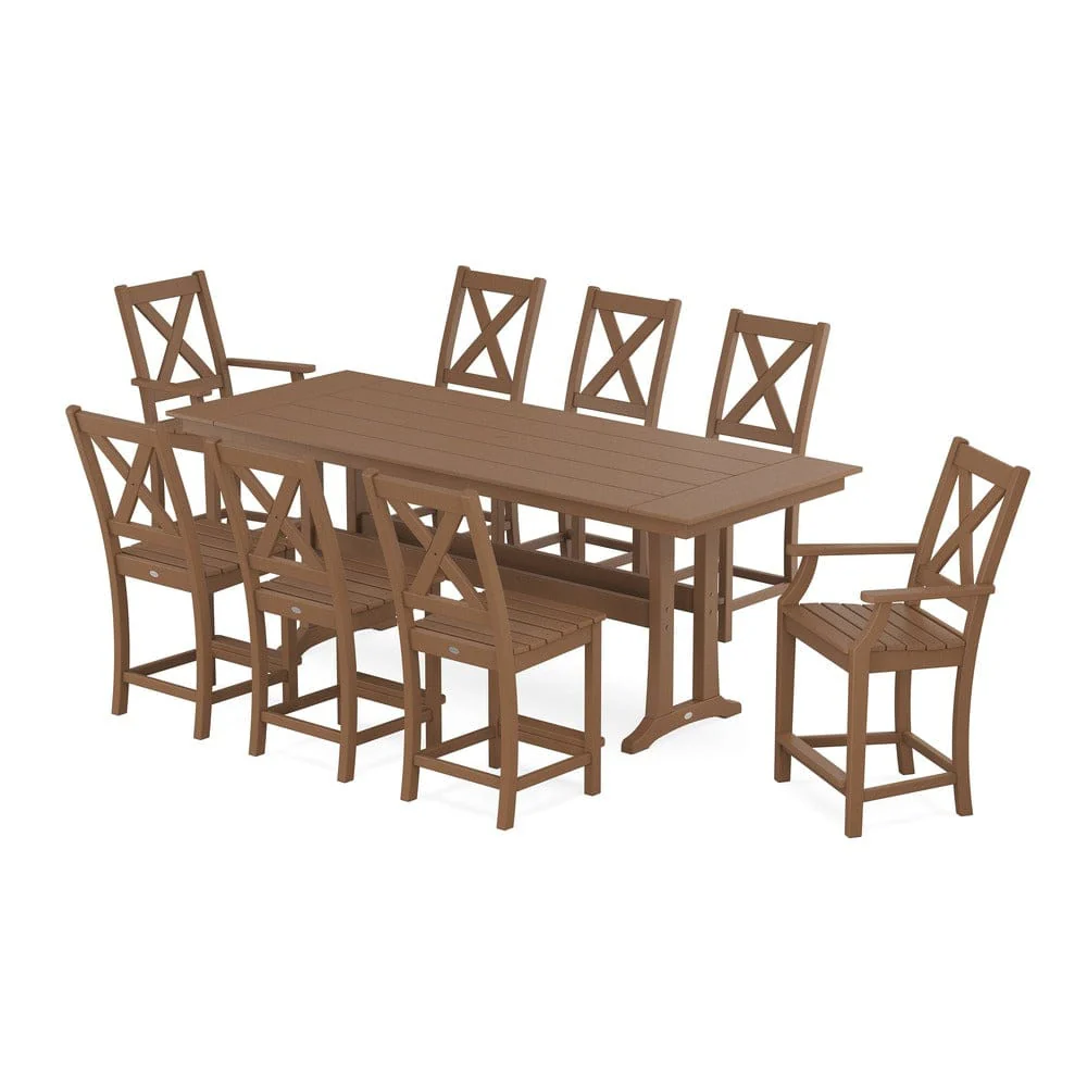 POLYWOOD® Braxton 9-Piece Farmhouse Counter Set with Trestle Legs PWS1895-1 - Image 4