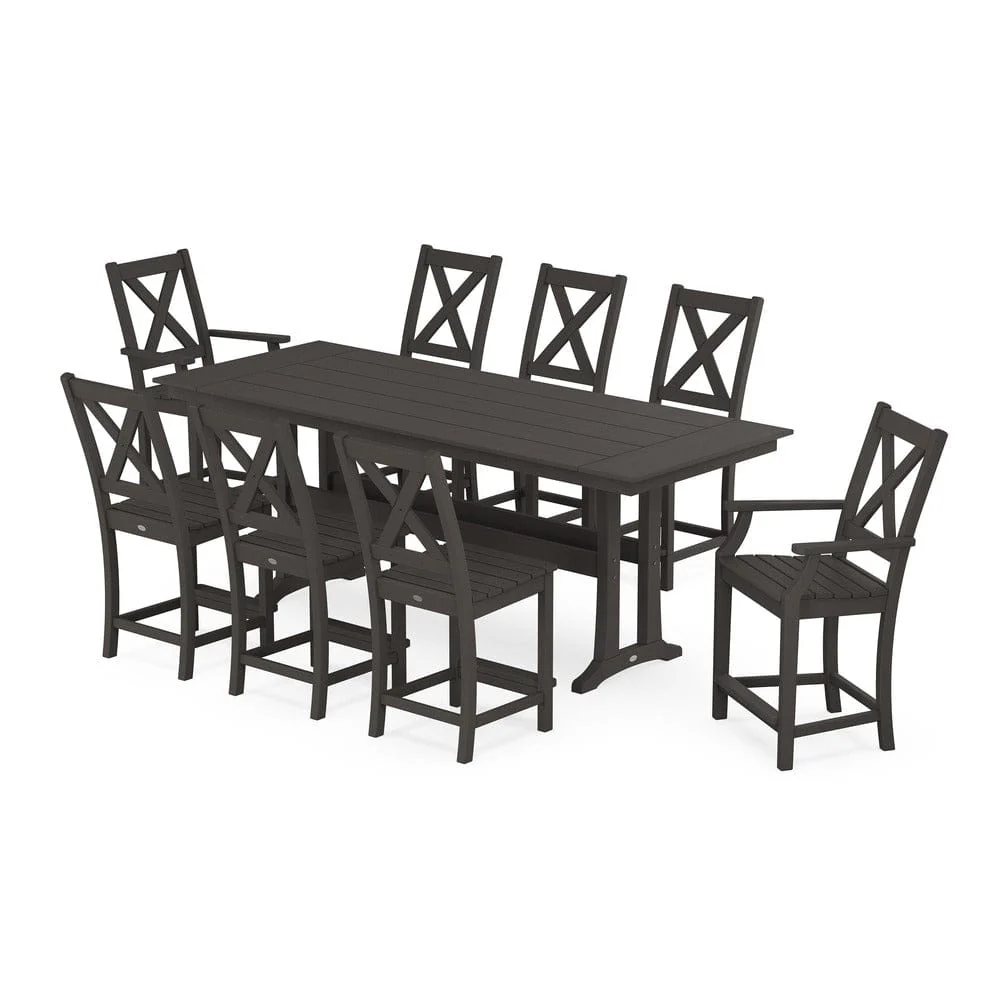 POLYWOOD® Braxton 9-Piece Farmhouse Counter Set with Trestle Legs PWS1895-1 - Image 9