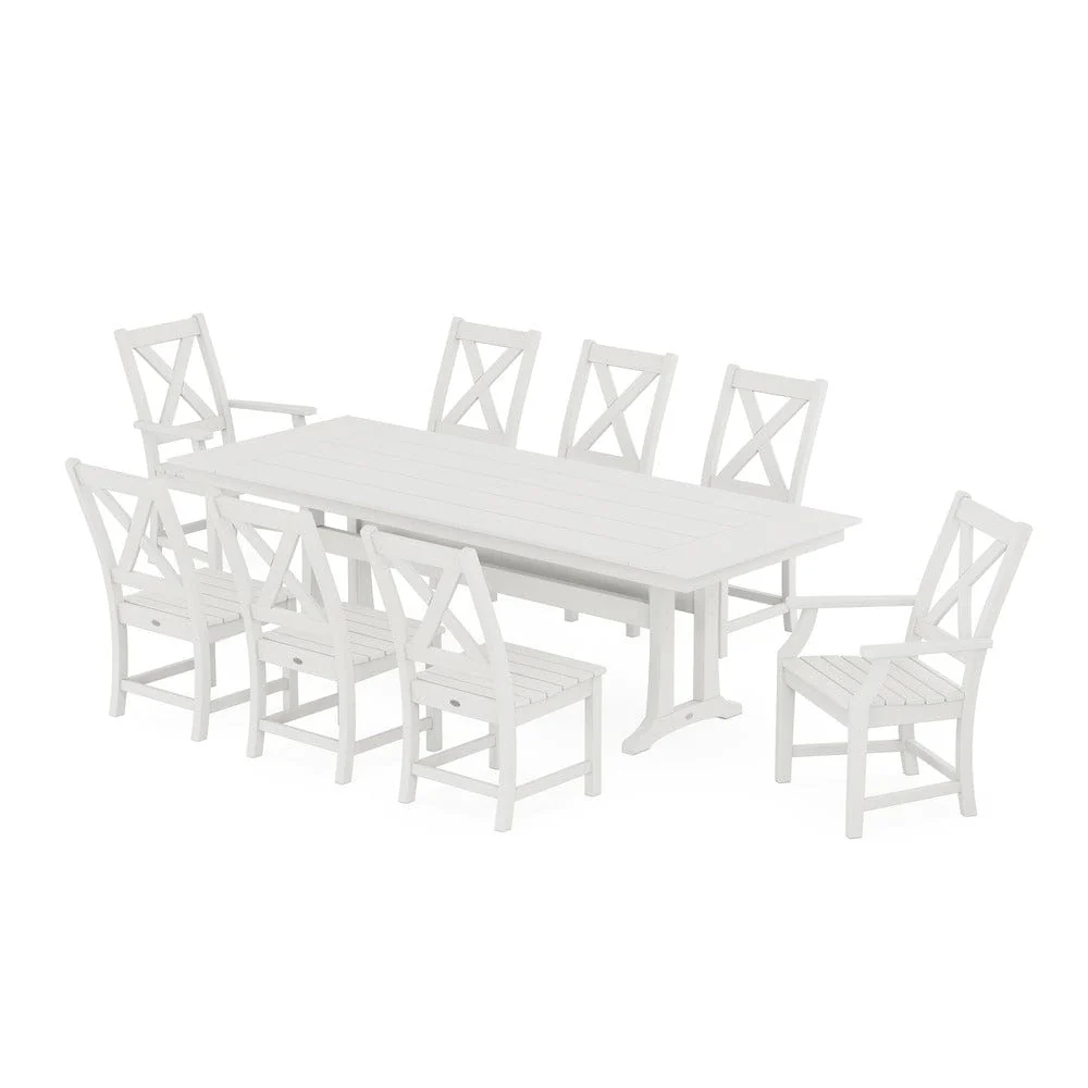 POLYWOOD® Braxton 9-Piece Farmhouse Dining Set with Trestle Legs PWS1433-1 - Image 11