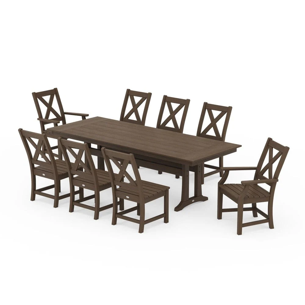 POLYWOOD® Braxton 9-Piece Farmhouse Dining Set with Trestle Legs PWS1433-1 - Image 12