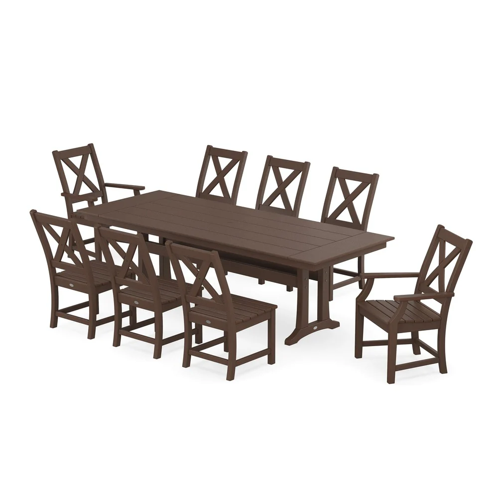 POLYWOOD® Braxton 9-Piece Farmhouse Dining Set with Trestle Legs PWS1433-1 - Image 5