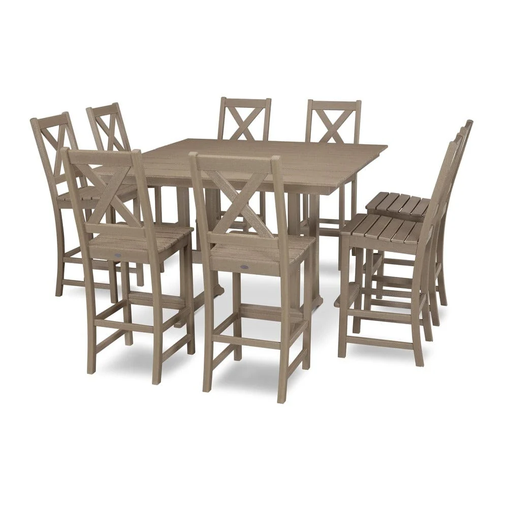 POLYWOOD® Braxton 9-Piece Farmhouse Trestle Bar Set PWS514-1 - Image 10