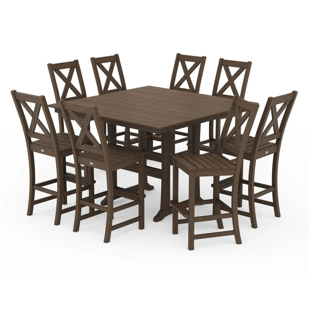 POLYWOOD® Braxton 9-Piece Farmhouse Trestle Bar Set PWS514-1 - Image 12