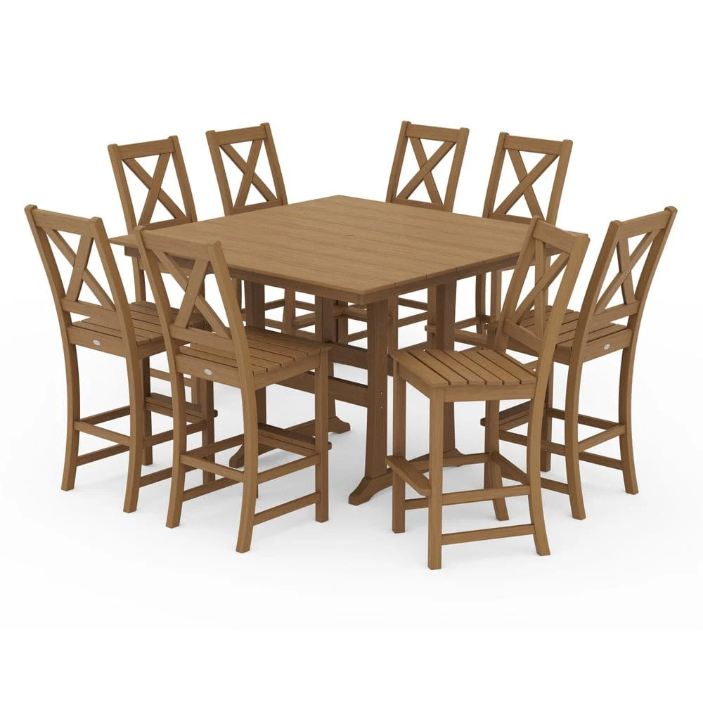 POLYWOOD® Braxton 9-Piece Farmhouse Trestle Bar Set PWS514-1 - Image 13