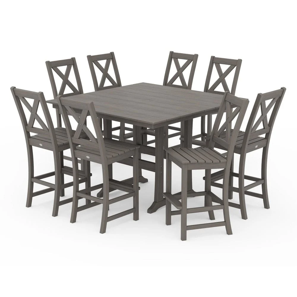 POLYWOOD® Braxton 9-Piece Farmhouse Trestle Bar Set PWS514-1 - Image 14