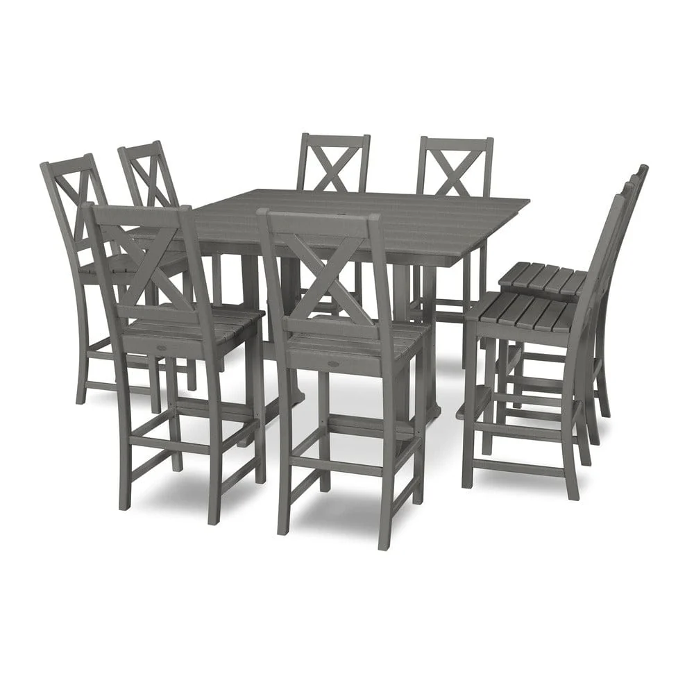 POLYWOOD® Braxton 9-Piece Farmhouse Trestle Bar Set PWS514-1 - Image 2
