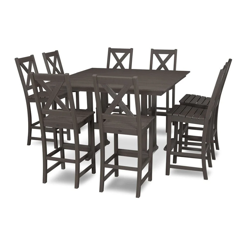 POLYWOOD® Braxton 9-Piece Farmhouse Trestle Bar Set PWS514-1 - Image 9