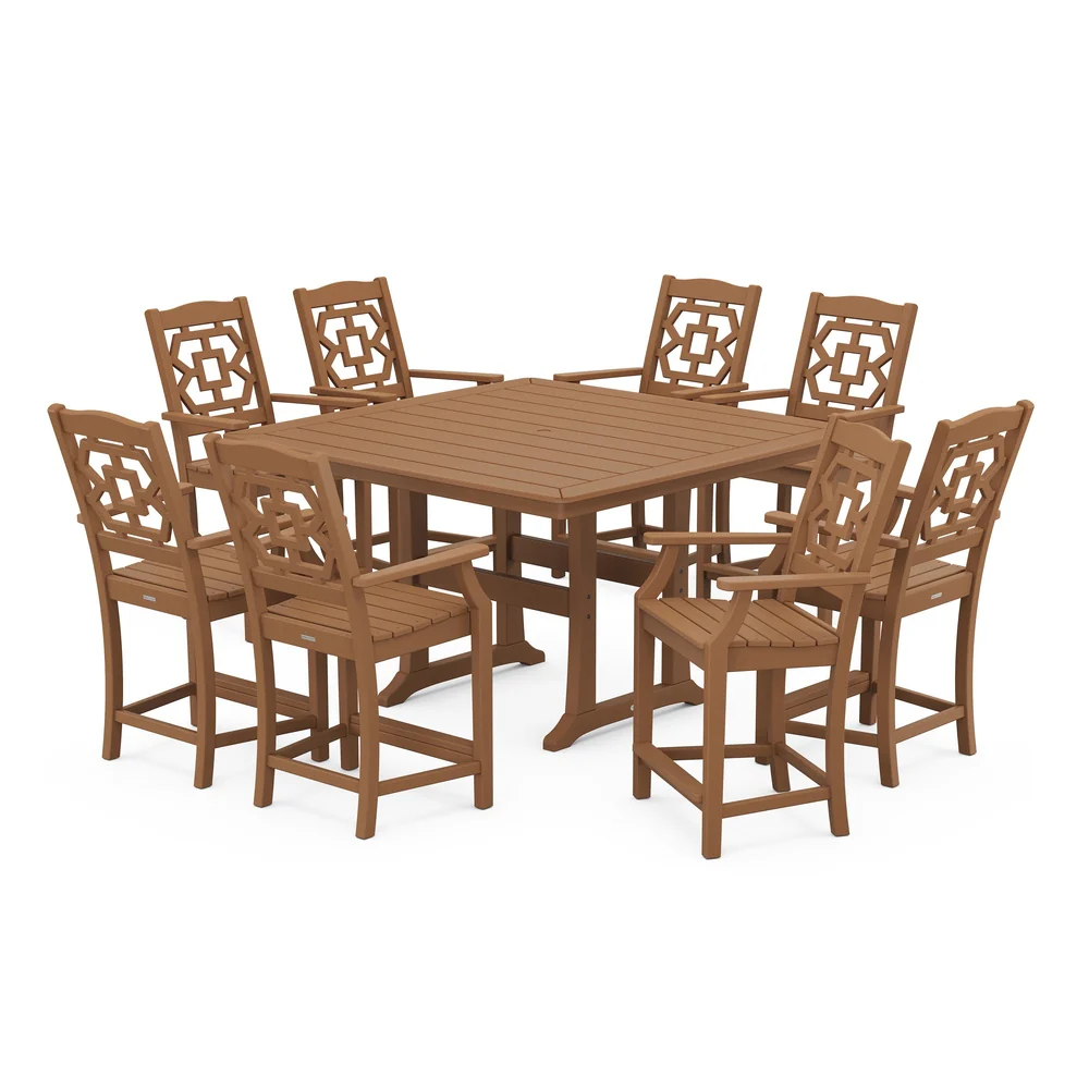 POLYWOOD® Chinoiserie 3-Piece Farmhouse Counter Set with Trestle Legs - PWS1599-1 - Image 5