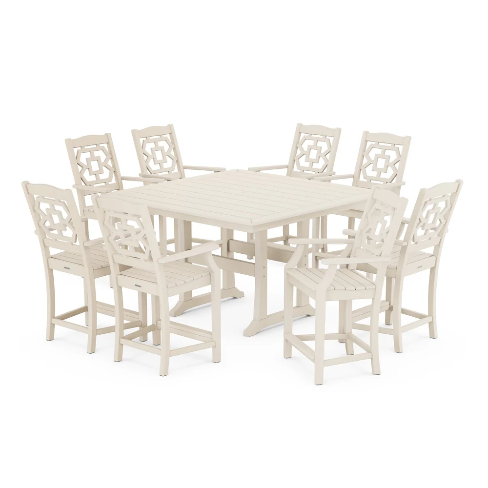 POLYWOOD® Chinoiserie 3-Piece Farmhouse Counter Set with Trestle Legs - PWS1599-1 - Image 7