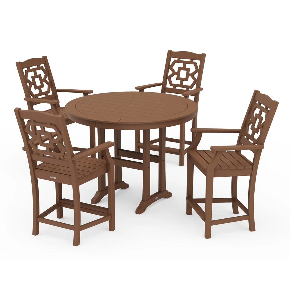 POLYWOOD® Chinoiserie 5-Piece Round Counter Set - PWS1596-1 - Image 5