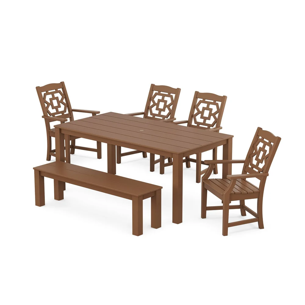 POLYWOOD® Chinoiserie 6-Piece Parsons Dining Set with Bench - PWS2377-1 - Image 5