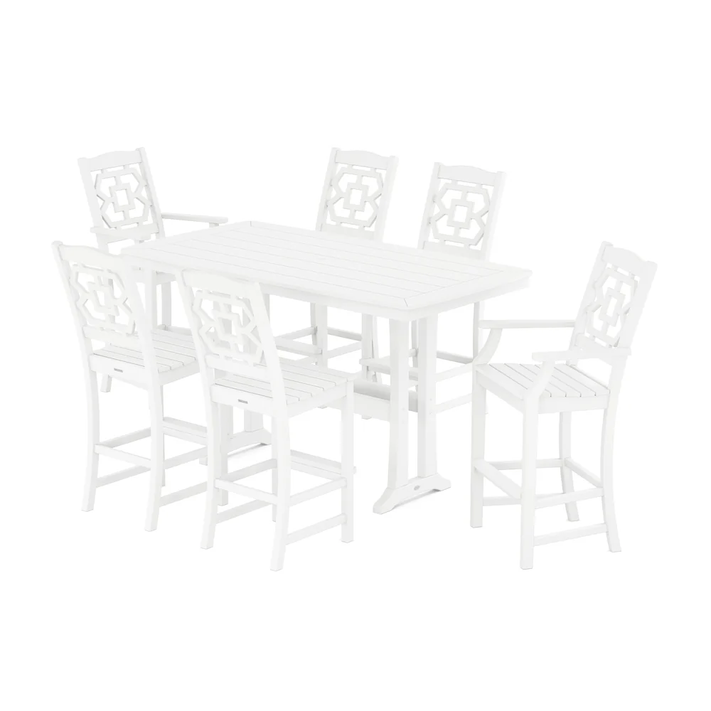 POLYWOOD® Chinoiserie 7-Piece Bar Set with Trestle Legs - PWS1605-1 - Image 4
