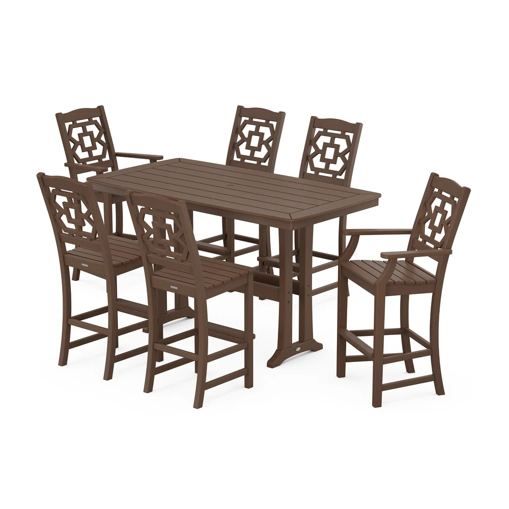 POLYWOOD® Chinoiserie 7-Piece Bar Set with Trestle Legs - PWS1605-1 - Image 6
