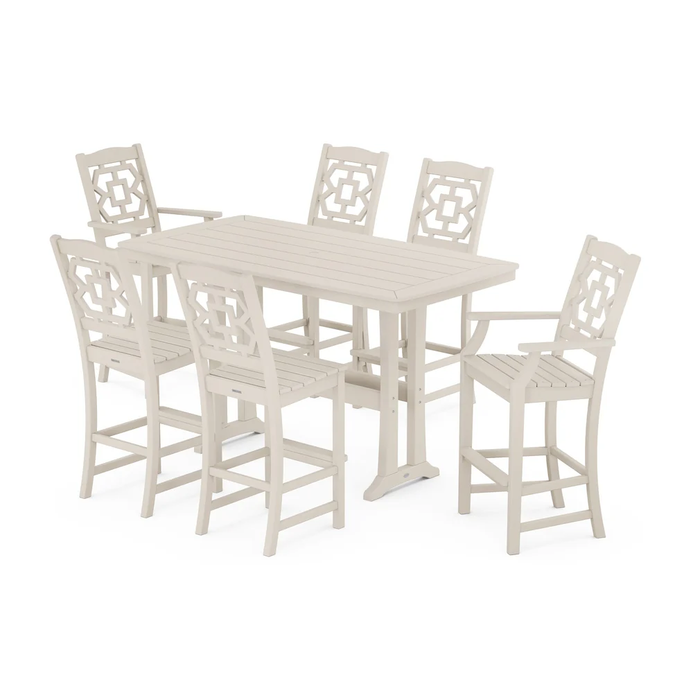 POLYWOOD® Chinoiserie 7-Piece Bar Set with Trestle Legs - PWS1605-1 - Image 7