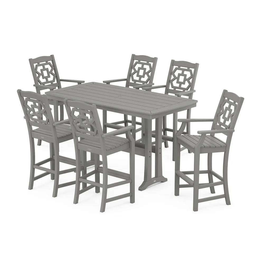 POLYWOOD® Chinoiserie Arm Chair 7-Piece Bar Set - PWS1608-1 - Image 2