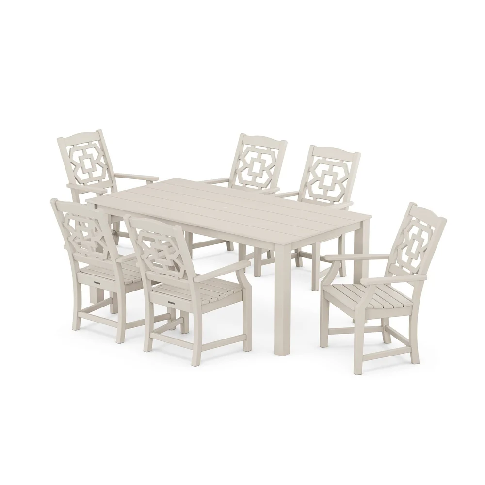 POLYWOOD® Chinoiserie Arm Chair 7-Piece Parsons Dining Set - PWS2376-1 - Image 7