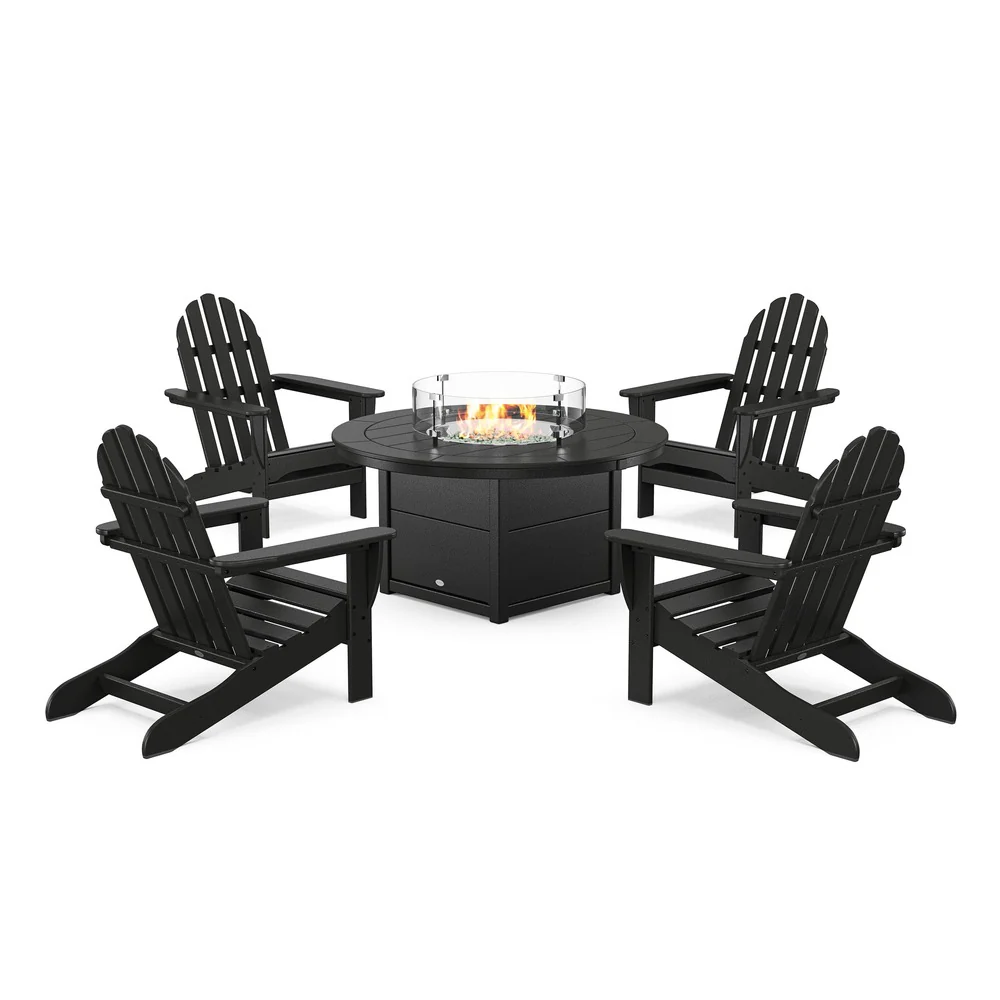 POLYWOOD® Classic Adirondack 5-Piece Conversation Set with Fire Pit Table- PWS706-1 - Image 3