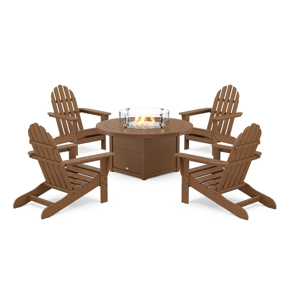 POLYWOOD® Classic Adirondack 5-Piece Conversation Set with Fire Pit Table- PWS706-1 - Image 4