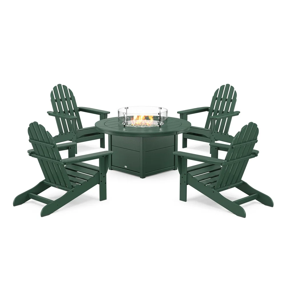 POLYWOOD® Classic Adirondack 5-Piece Conversation Set with Fire Pit Table- PWS706-1 - Image 5