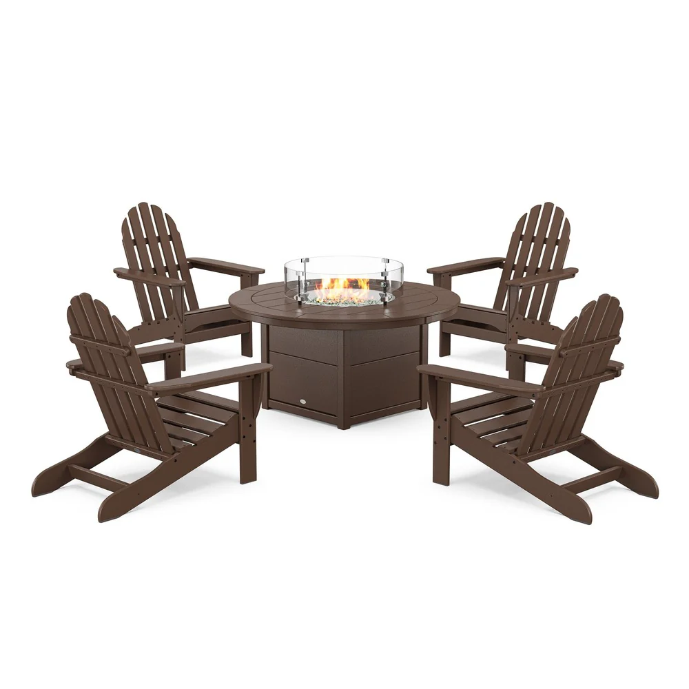POLYWOOD® Classic Adirondack 5-Piece Conversation Set with Fire Pit Table- PWS706-1 - Image 6