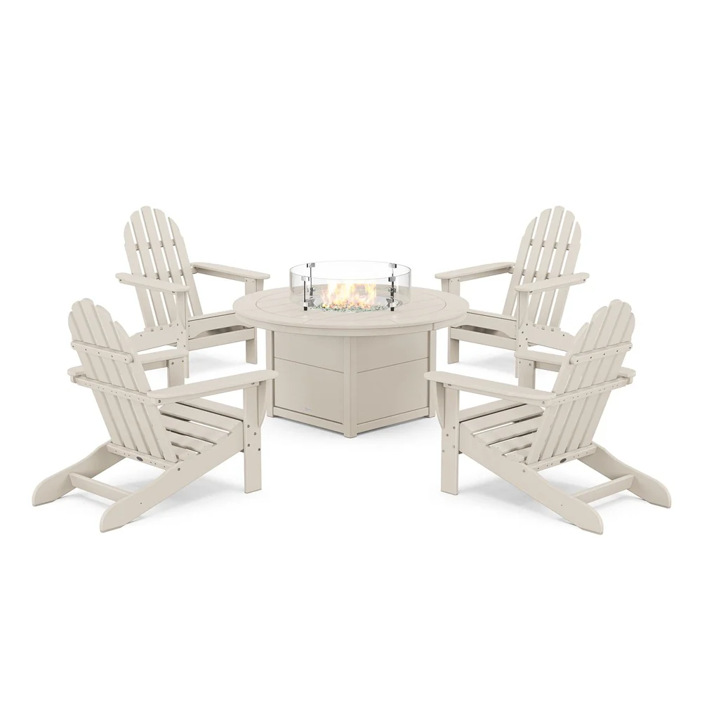 POLYWOOD® Classic Adirondack 5-Piece Conversation Set with Fire Pit Table- PWS706-1 - Image 8