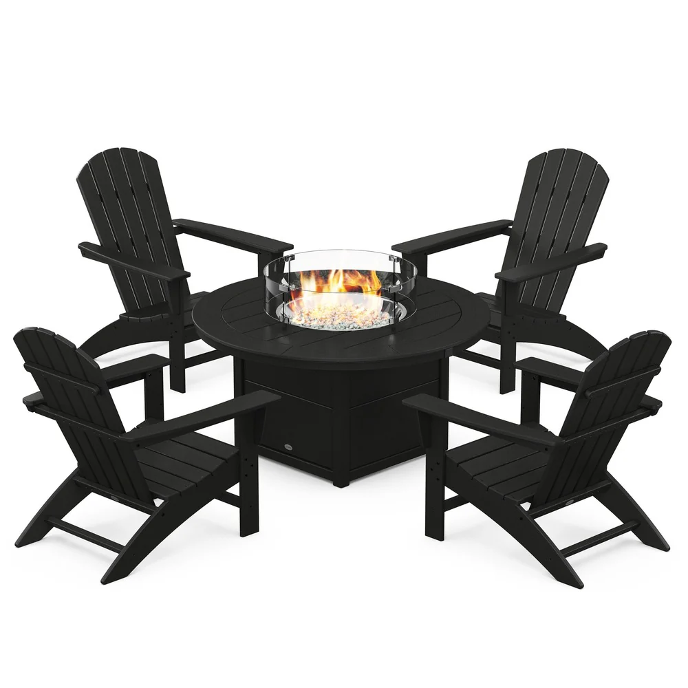 POLYWOOD® Nautical 5-Piece Adirondack Chair Conversation Set with Fire Pit Table - PWS707-1 - Image 3