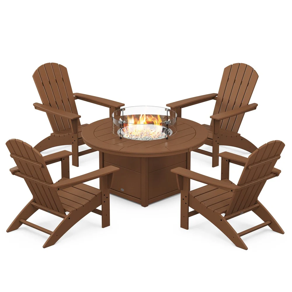 POLYWOOD® Nautical 5-Piece Adirondack Chair Conversation Set with Fire Pit Table - PWS707-1 - Image 4