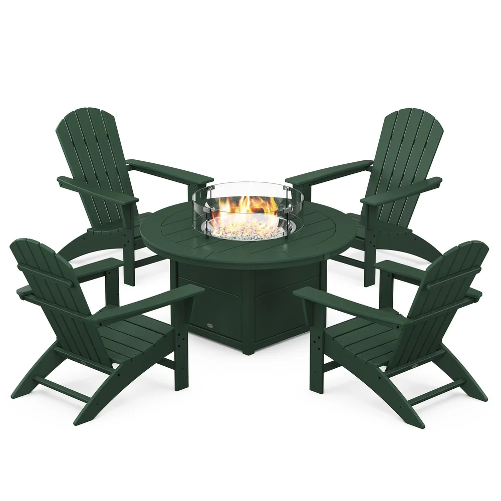POLYWOOD® Nautical 5-Piece Adirondack Chair Conversation Set with Fire Pit Table - PWS707-1 - Image 5