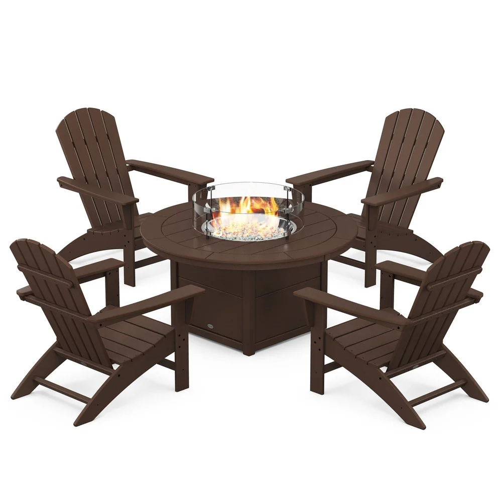 POLYWOOD® Nautical 5-Piece Adirondack Chair Conversation Set with Fire Pit Table - PWS707-1 - Image 6