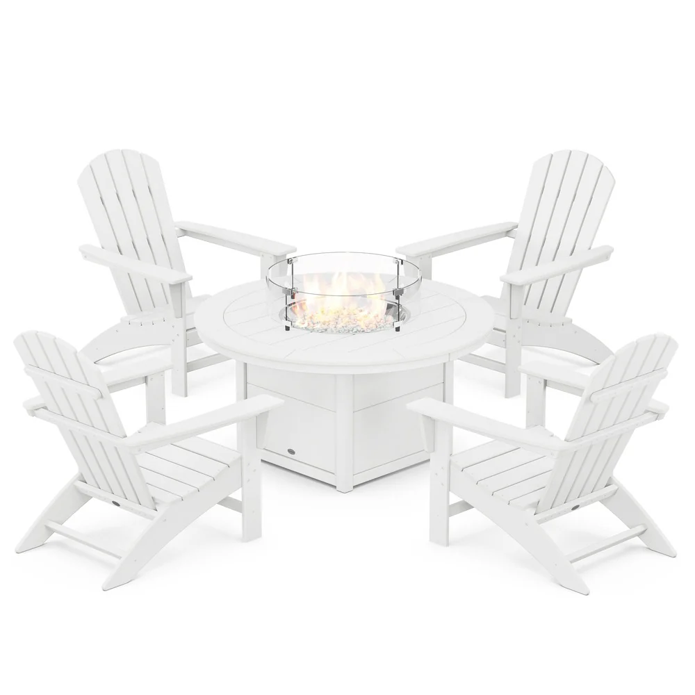 POLYWOOD® Nautical 5-Piece Adirondack Chair Conversation Set with Fire Pit Table - PWS707-1 - Image 7