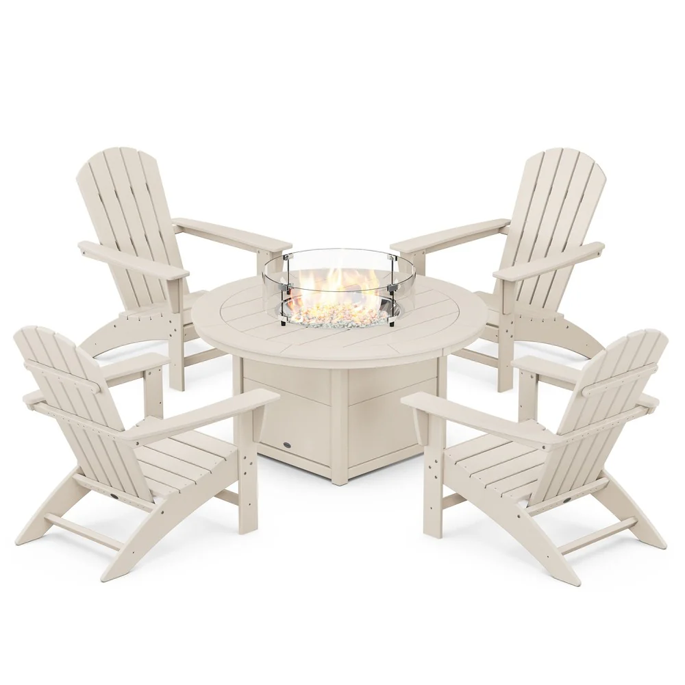 POLYWOOD® Nautical 5-Piece Adirondack Chair Conversation Set with Fire Pit Table - PWS707-1 - Image 8
