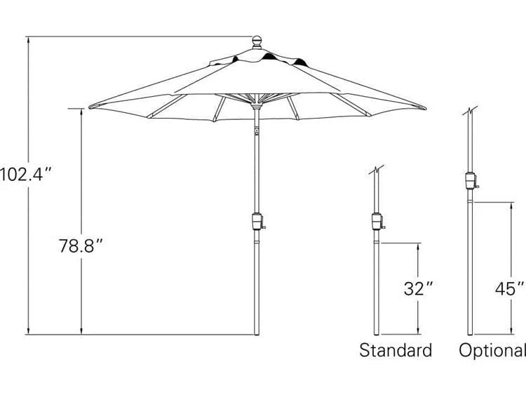 Treasure Garden Market Umbrella - Aluminum 9' Foot Wide Crank Lift Push Button Tilt - Image 4