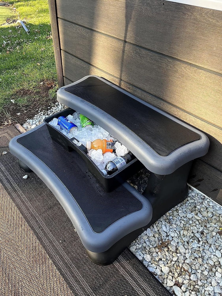 Two-Step Resin Hot Tub Step - Slip-Resistant, Sturdy, & Stylish with Storage Drawer - Image 5